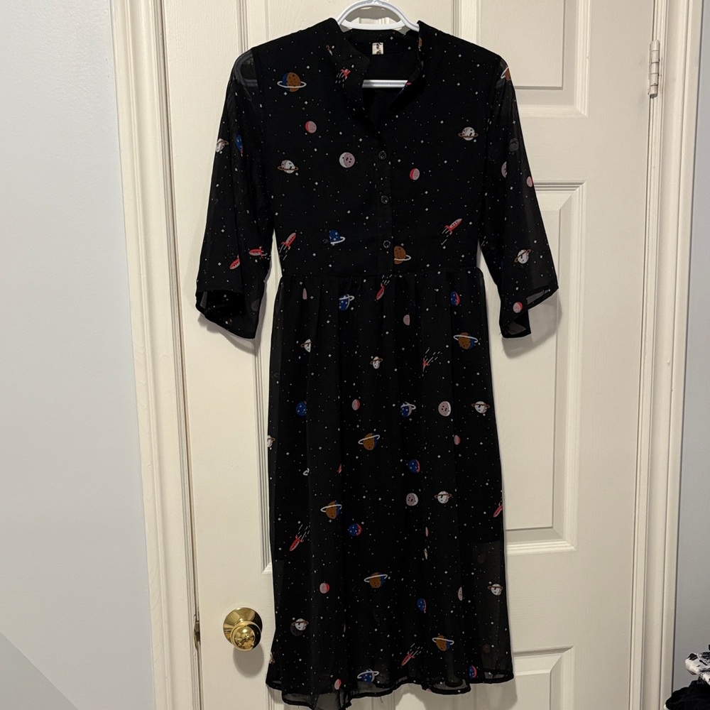 Celestial Black Midi Dress